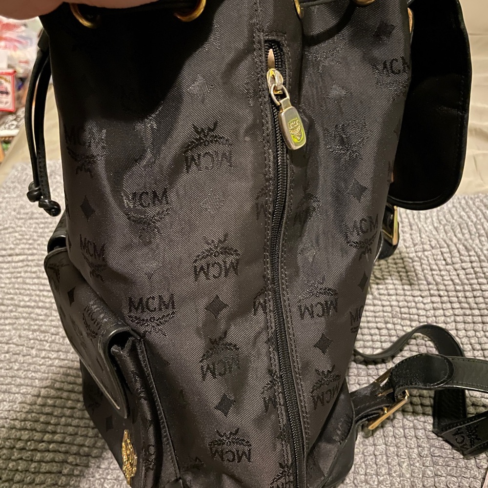 MCM Black Monogram Backpack with Gold-Tone Hardware - Picture 6 of 13